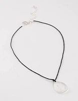 Fabric Clear Quartz Teardrop Collar Necklace