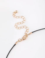 Gold Mini Ring Cord Pendant Necklace