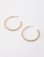 Gold Medium Diamante Hoop Earrings