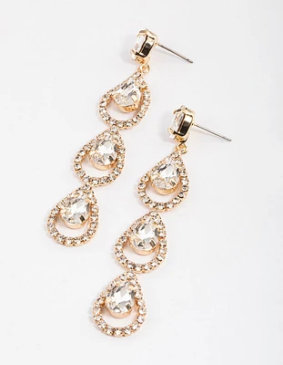 Gold Halo Teardrop Earrings