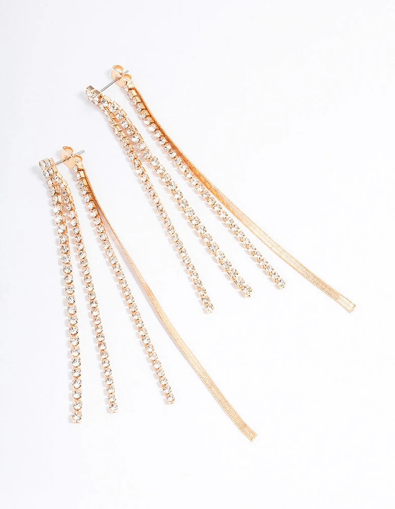 Gold Slim Mixed Chain Earrings