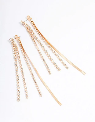 Gold Slim Mixed Chain Earrings