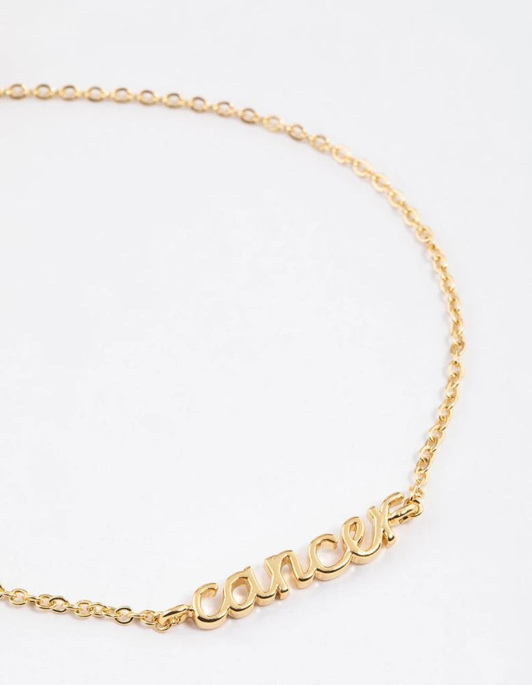 Gold Plated Cancer Script Bracelet