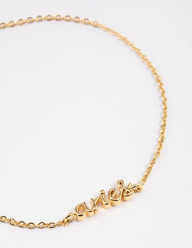 Gold Plated Aries Script Bracelet