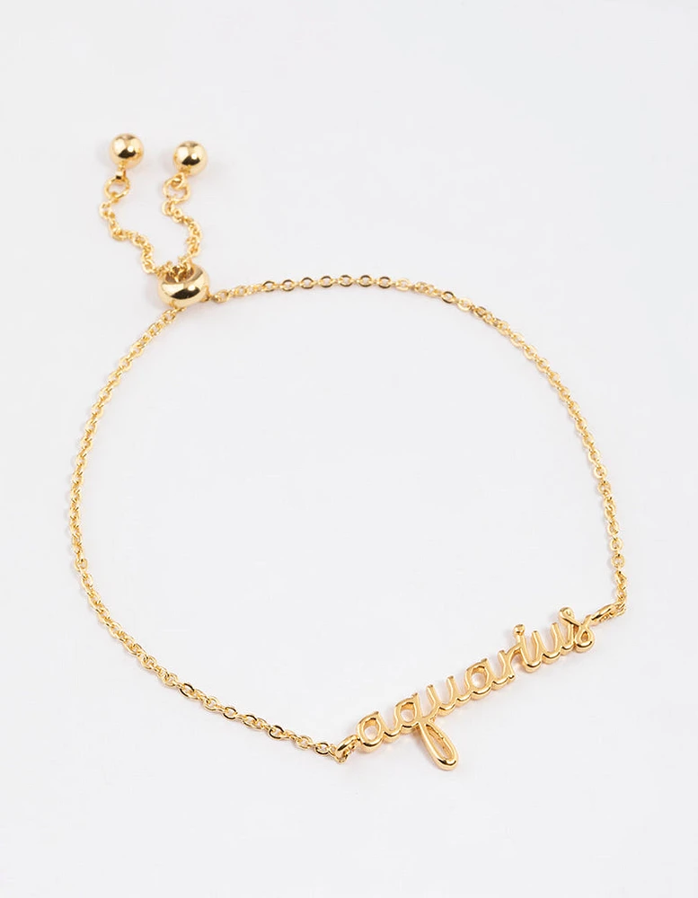 Gold Plated Aquarius Script Bracelet