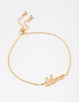 Gold Plated Libra Script Bracelet