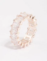 Rose Gold Plated Cubic Zirconia Rectangle Band Ring