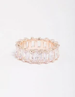 Rose Gold Plated Cubic Zirconia Rectangle Band Ring