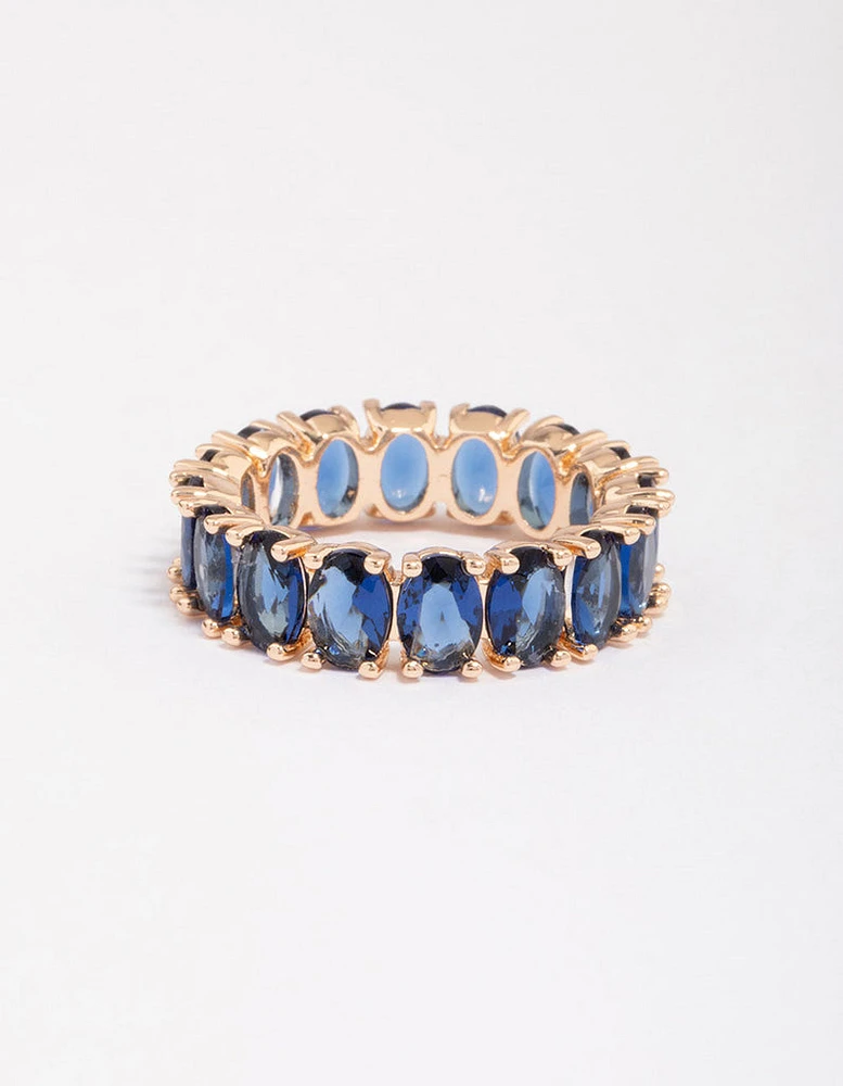 Gold Oval Stone Band Ring
