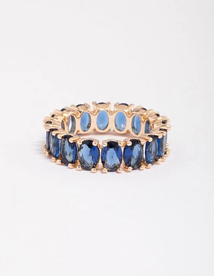 Gold Oval Stone Band Ring