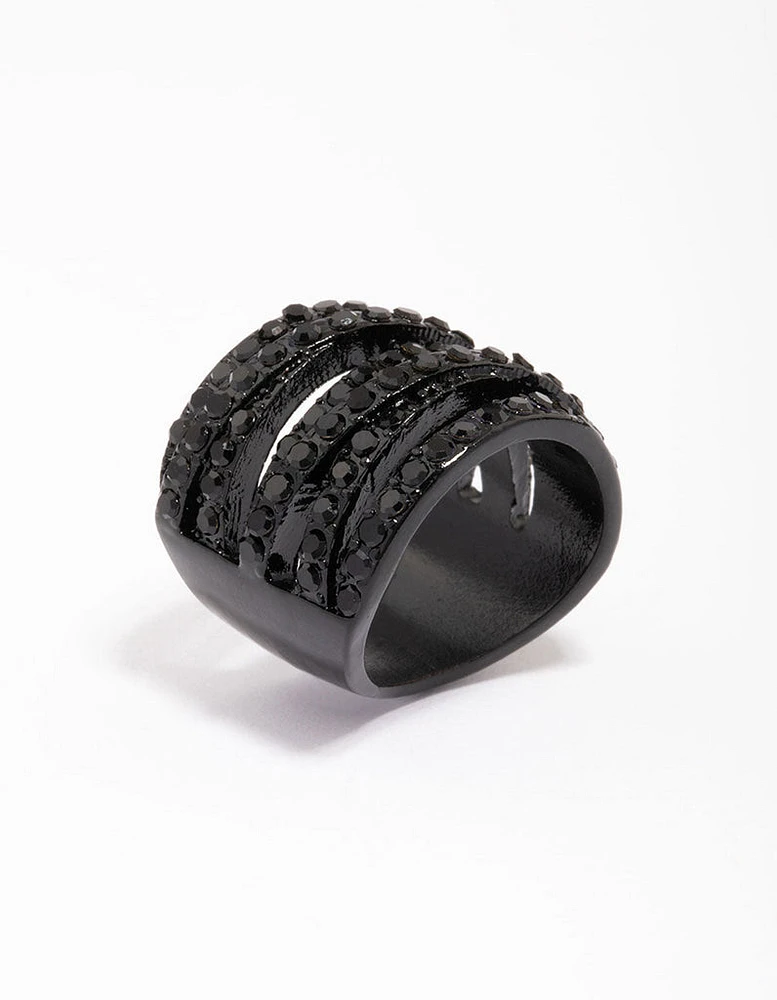 Black Coated Layered Band Ring