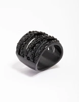 Black Coated Layered Band Ring