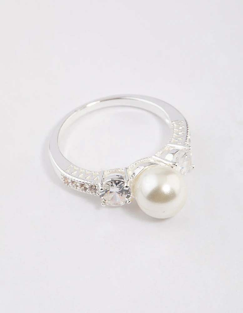 Silver Plated Enchanting Pearl Ring