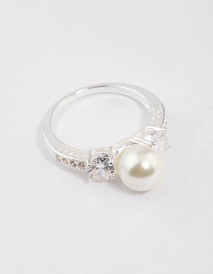 Silver Plated Enchanting Pearl Ring