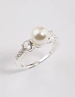 Silver Plated Enchanting Pearl Ring