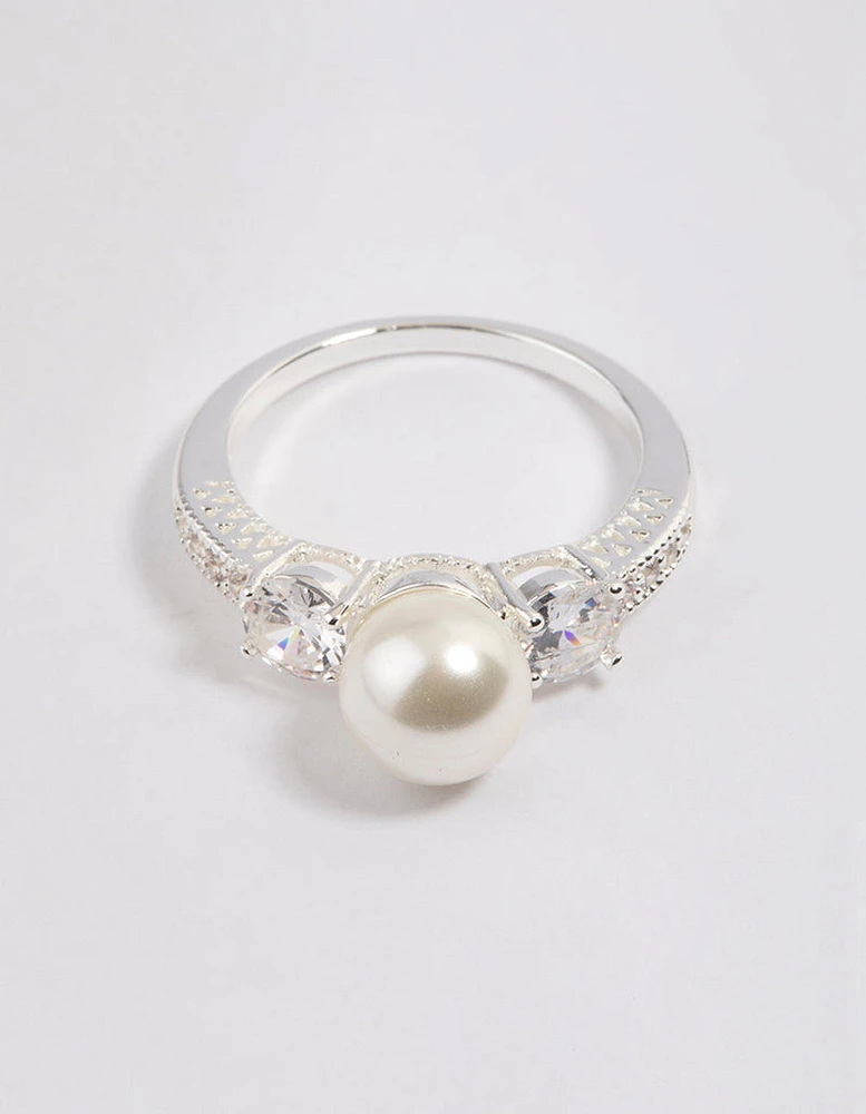 Silver Plated Enchanting Pearl Ring