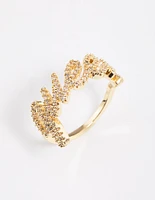 Gold Plated Queen Script Ring