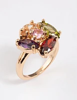 Gold Oval Stone Cocktail Ring