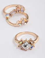 Rose Gold Opal Embellished Ring Pack