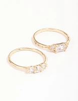 Gold Plated Dainty Rectangle Ring Pack