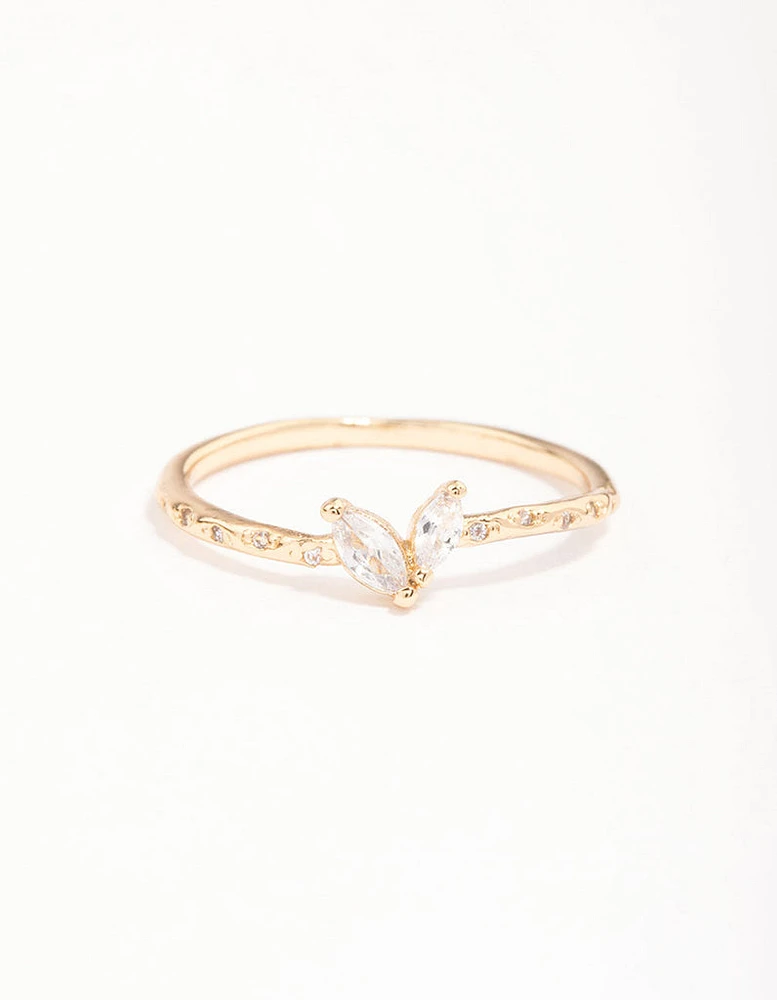 Gold Plated Dainty Rectangle Ring Pack