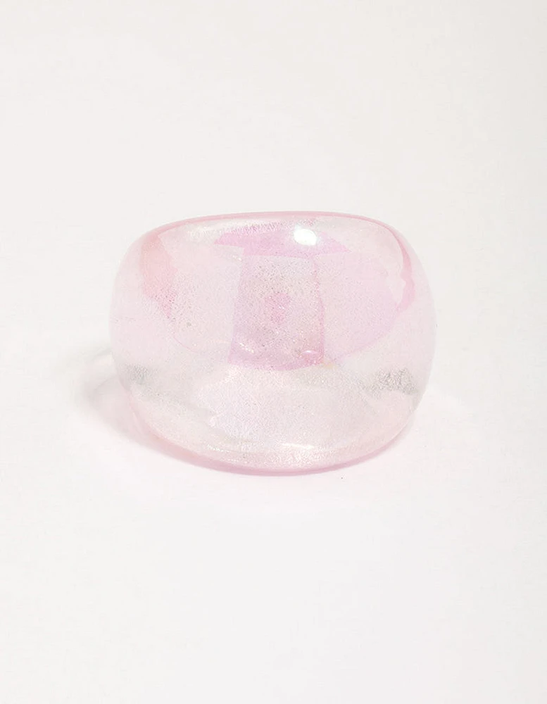 Acrylic Iridescent Sparkle Cocktail Ring