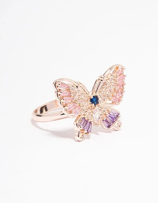 Rose Gold Cute Butterfly Ring