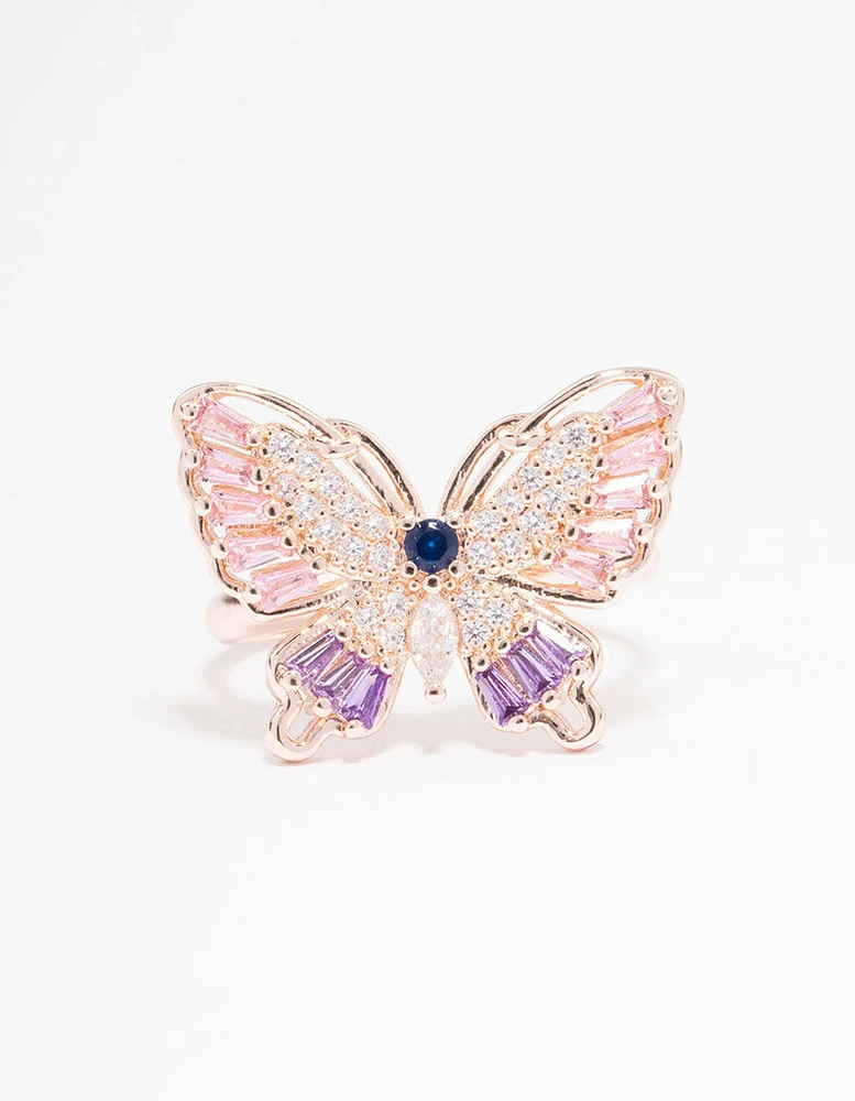 Rose Gold Cute Butterfly Ring