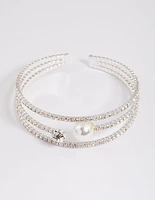 Silver Pearl Cupchain Cuff