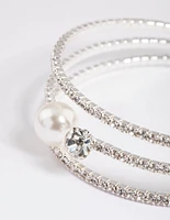 Silver Pearl Cupchain Cuff