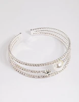 Silver Pearl Cupchain Cuff