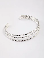 Silver Twisted Triple Row Cuff