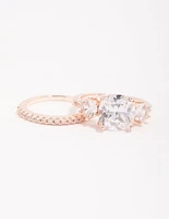 Rose Gold Triple Stone Ring Set