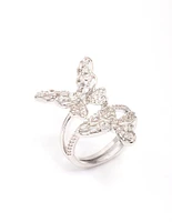 Rhodium Double Butterfly Ring