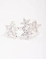Silver Plated Cubic Zirconia Open Flower Ring