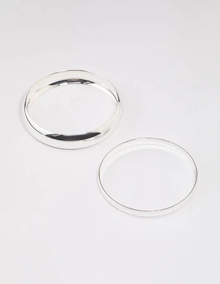 Silver Smooth Thick Bangle Pack