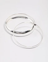 Silver Smooth Thick Bangle Pack