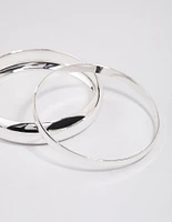 Silver Smooth Thick Bangle Pack