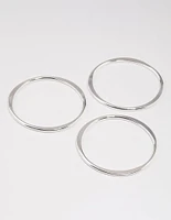 Silver Smooth Organic Bangle Pack