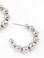 Rhodium Chunky Ball Hoop Earrings