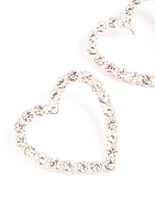 Rose Gold Large Diamante Heart Statement Earrings