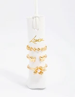 Gold Plated Butterfly & Flower Ring Pack