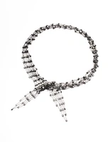 Black Mesh Stretch Diamante Scarf Necklace