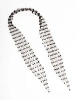 Black Mesh Stretch Diamante Scarf Necklace