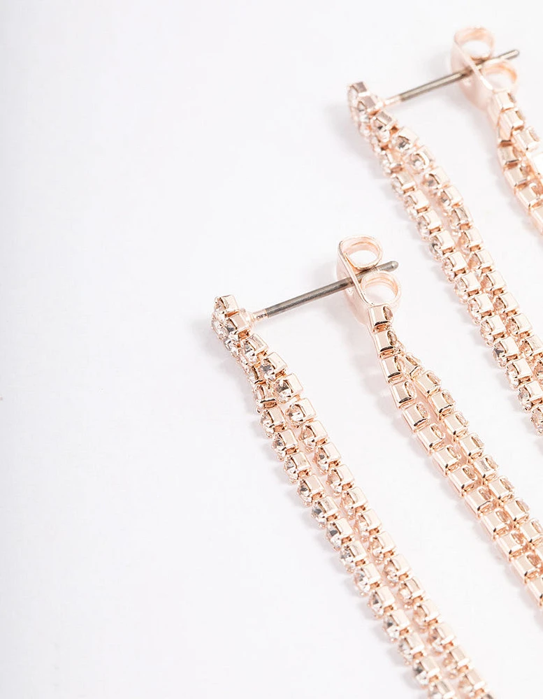 Rose Gold Mini Cupchain Double Loop Earrings