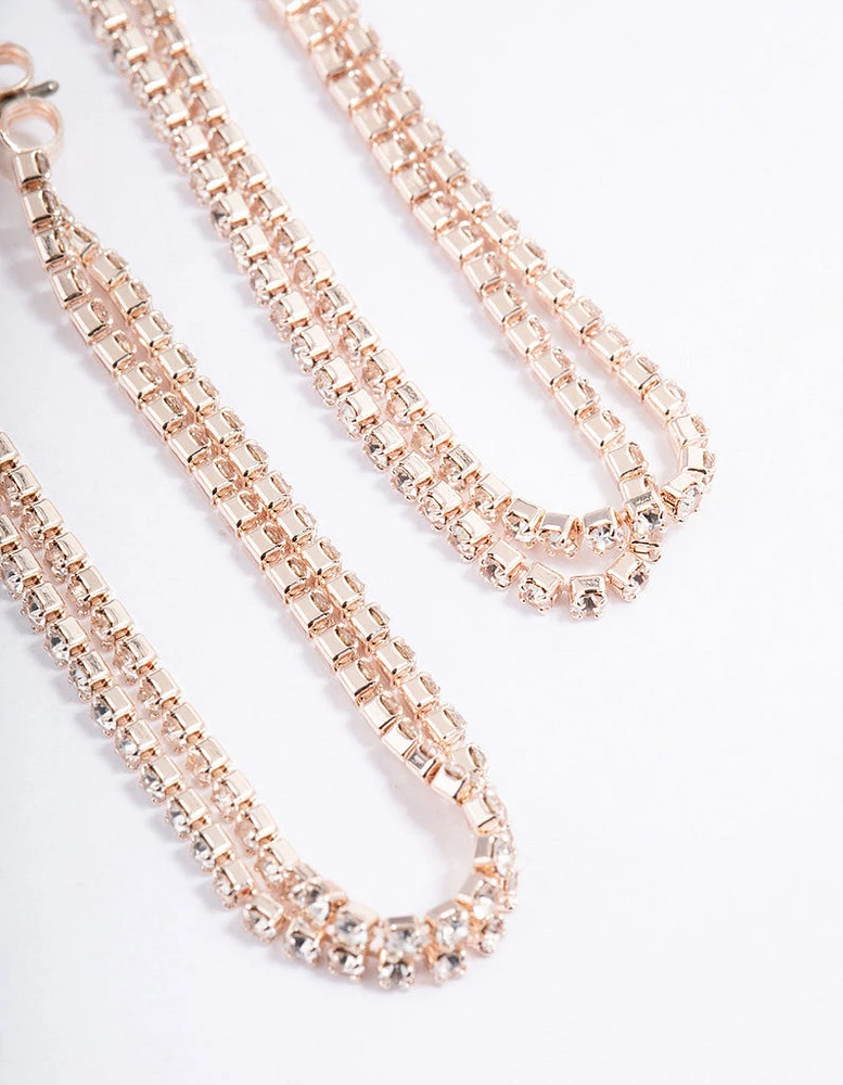 Rose Gold Mini Cupchain Double Loop Earrings