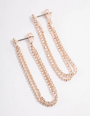 Rose Gold Mini Cupchain Double Loop Earrings