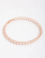 Rose Gold Cubic Zirconia Navette Tennis Bracelet