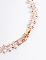 Rose Gold Cubic Zirconia Navette Tennis Bracelet