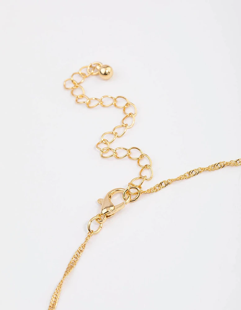 Gold Plated Dainty Drop Twisted Necklace